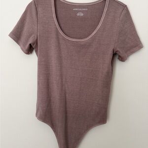 American Eagle Outfitters Mauve Ribbed Women's Bodysuit